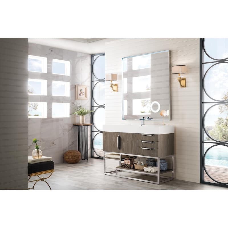 James Martin Vanities Columbia 48" Single Vanity, Ash Gray with Brushed Nickel Hardware