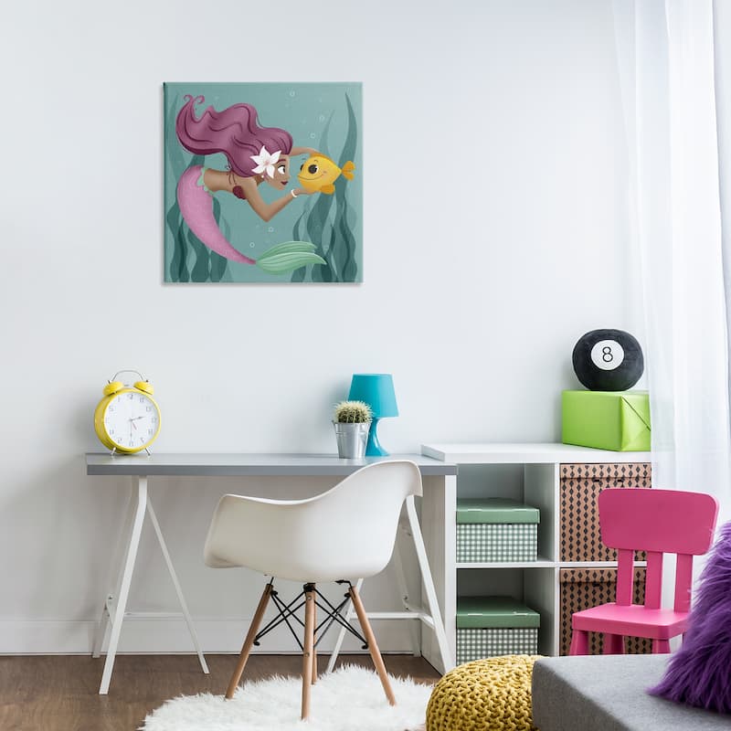 Stupell Mermaid & Fish Friends Canvas Wall Art Design By Sarah Hickman