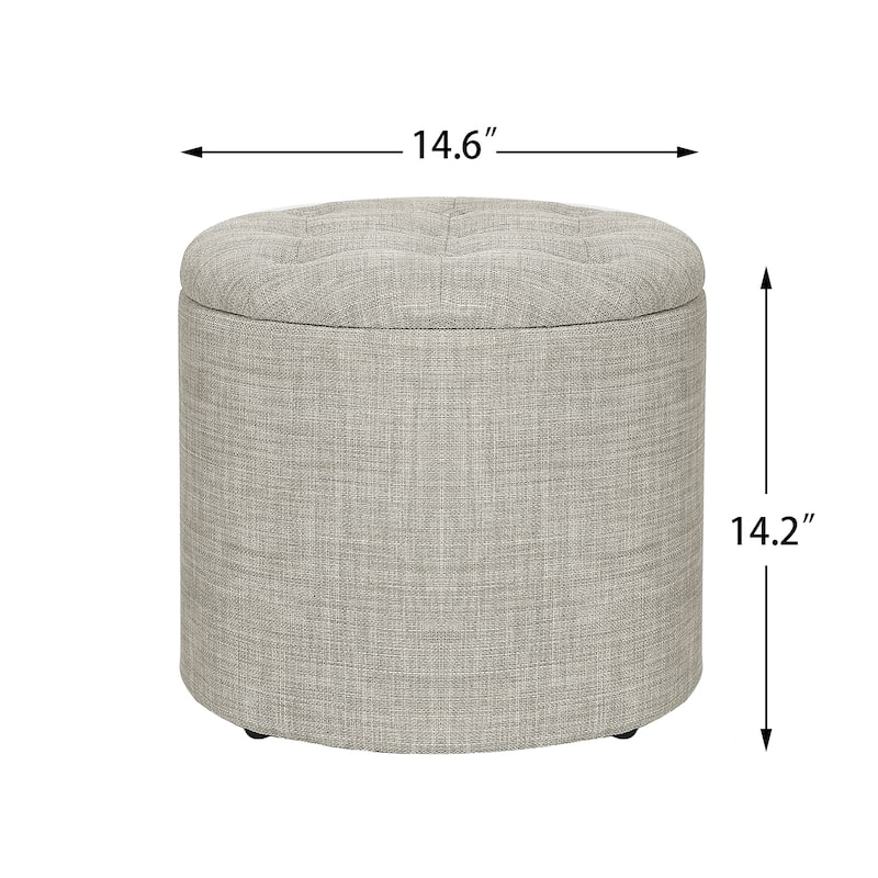 Adeco Round Footstool with Removable Lid Footrest Storage Ottomans
