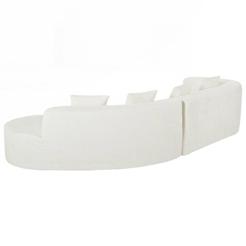 Modern Sectional Sofa with Curved Design, 2-Piece Chenille Modular Couch with 4 Pillows