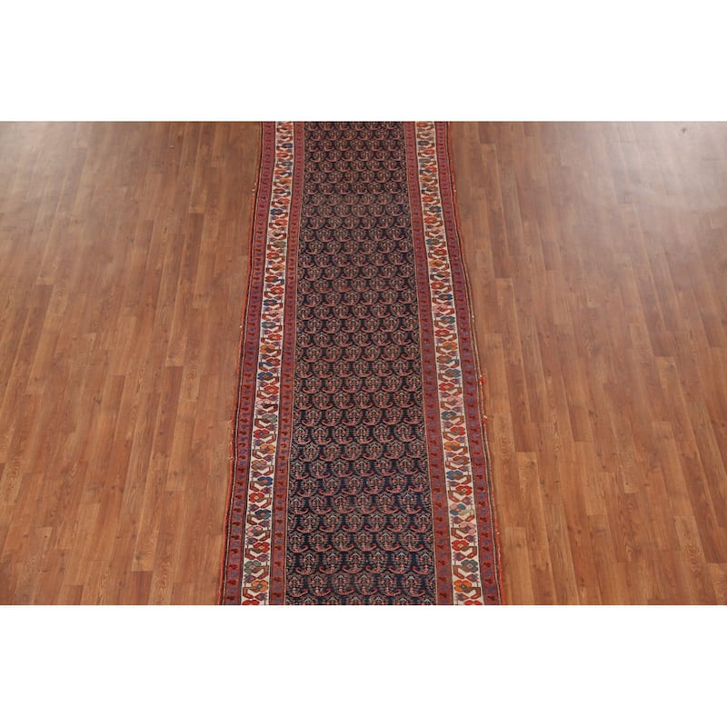 Pre-1900 Antique Malayer Persian Runner Rug Hand-Knotted Wool Carpet - 3'6"x 16'1"