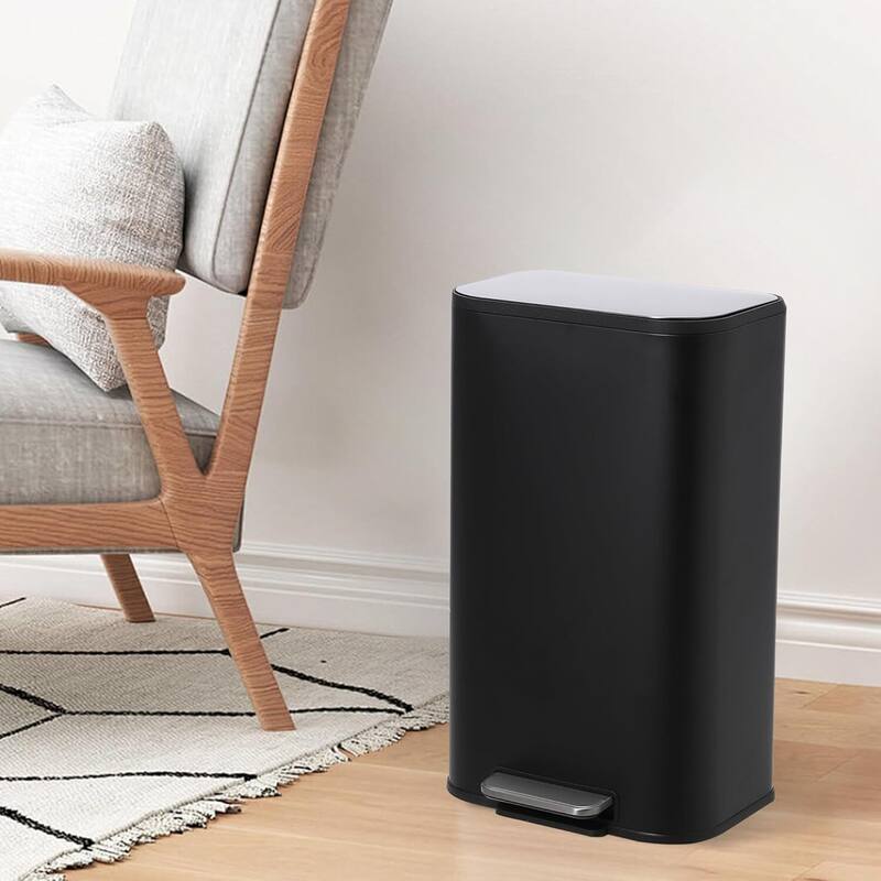 8 Gallon Trash Can with Soft Close Lid for Bathroom, Kitchen, Home, Office