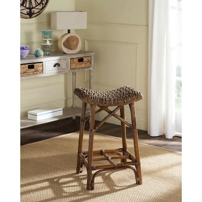 SAFAVIEH Ramiro Natural Brown Rattan 27.6-inch Stool