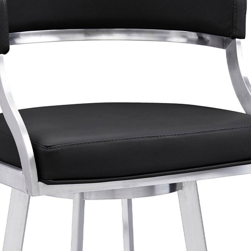 Faux Leather Swivel Bar Stool with Iron Frame, Arms and Footrest