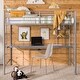 preview thumbnail 1 of 11, Walker Edison Abner Twin Metal Loft Bed with Desk - Silver Silver
