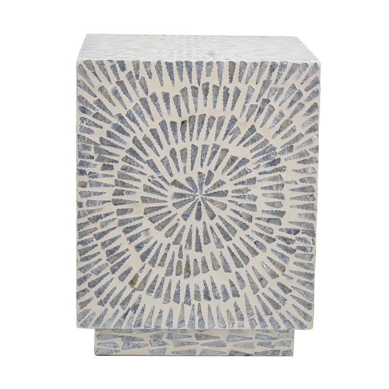 Square Starburst Capiz Inlay Accent Stool - 17.75"