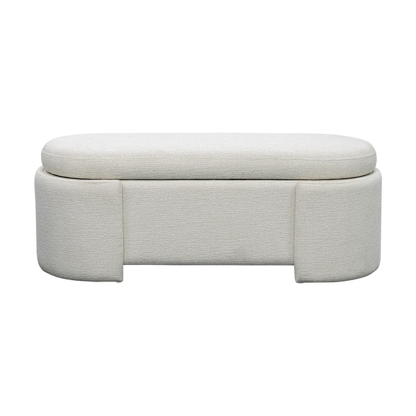 slide 2 of 8, Martha Stewart Leslie Fully Upholstered Oval Storage Bench with Soft-Close Lid Ivory