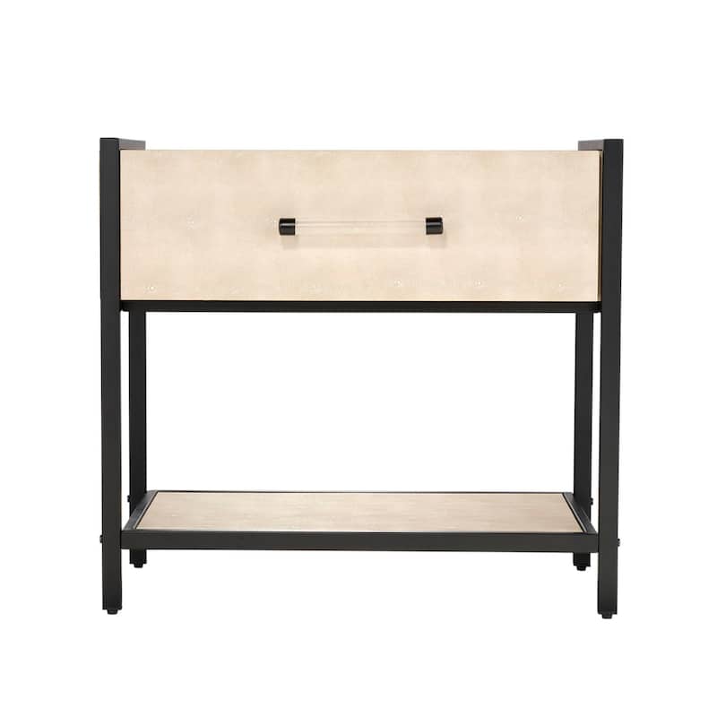 Alden Décor Monaco Faux Shagreen 1-Drawer Side Table