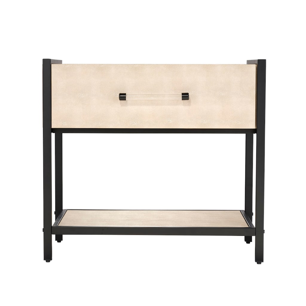 Alden Décor Monaco Faux Shagreen 1-Drawer Side Table