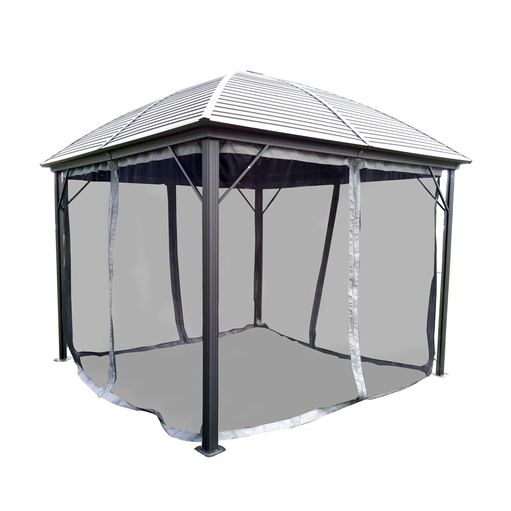 Shop Aleko Steel Hardtop Gazebo With Mosquito Net 10 X 10 Feet