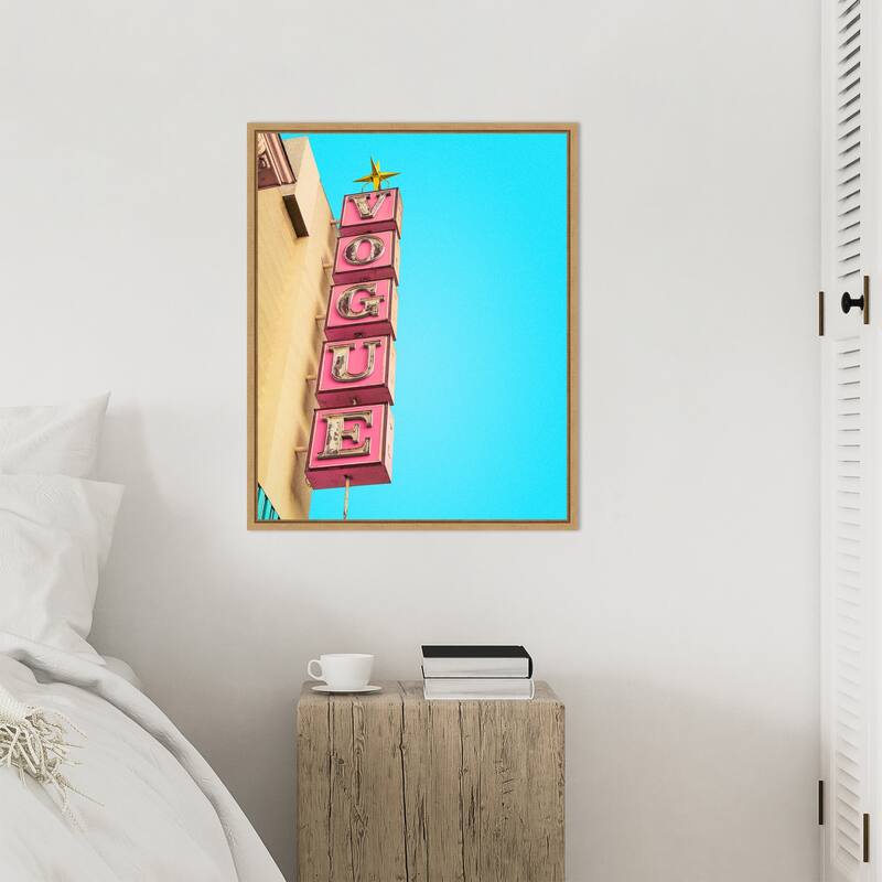 Vogue Theatre Sign in Hollywood by Tom Windeknecht Framed Canvas Wall Art Print - Sylvie Natural