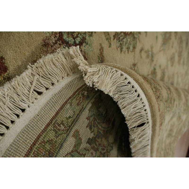 Hand Knotted Oriental 100% Wool Carpet Traditional All-Over Beige & Ivories Agra Area Rug - 8' 10'' X 6' 0''