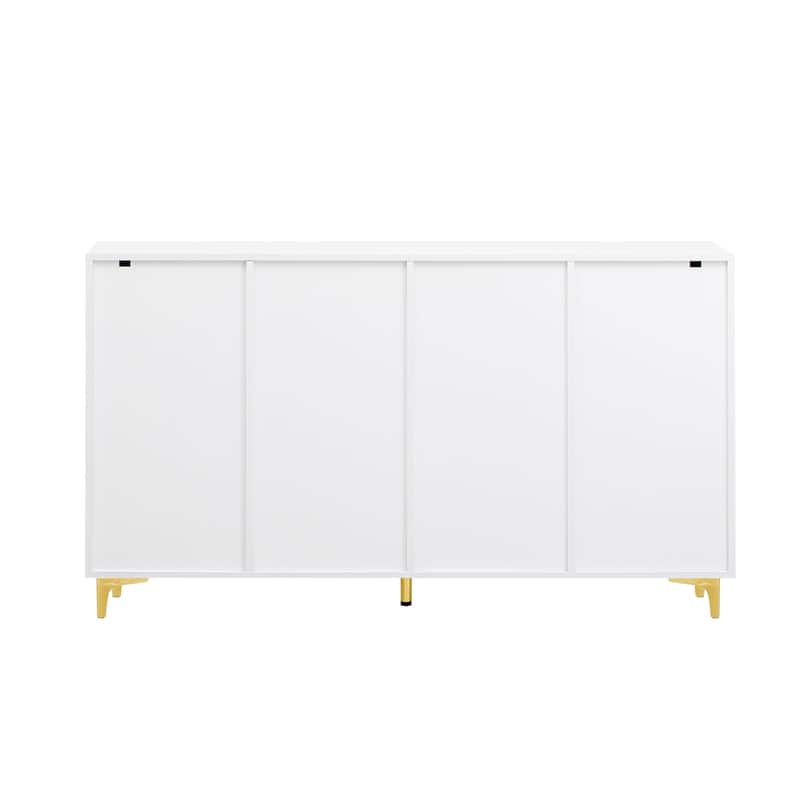 55" Sideboard Storage Cabinet with Adjustable Shelves, Glossy Finish