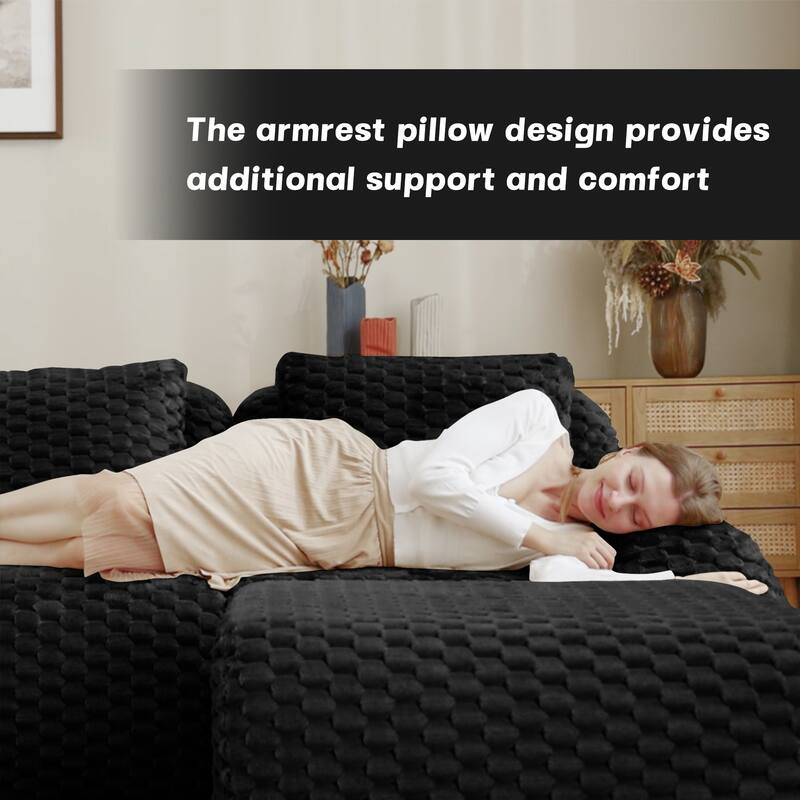 114" Modern L-Shaped Modular Sectional Sofa for Living Room, Flannelette Fabric, Oversized 3-Seater Couch, boneless sofa