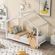 preview thumbnail 10 of 16, Twin Size Platform Bed, Wooden Twin Playhouse Bed with Roof for Kids White - Twin