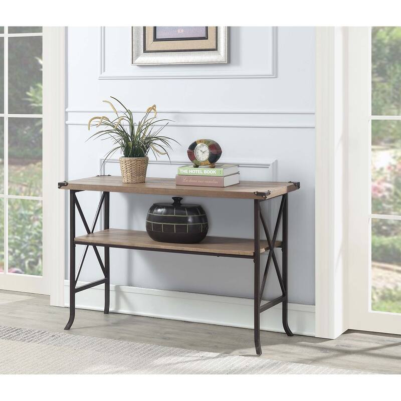 Convenience Concepts Brookline Console Table with Shelf - Driftwood/Brown
