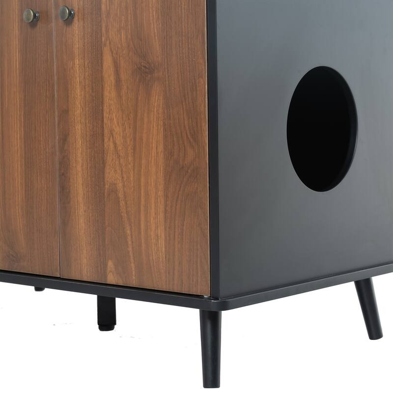 Anmytek Cat Litter Box Furniture with Hidden Plug, 3 Doors,Indoor Cat Washroom Storage Bench Side Table Cat House