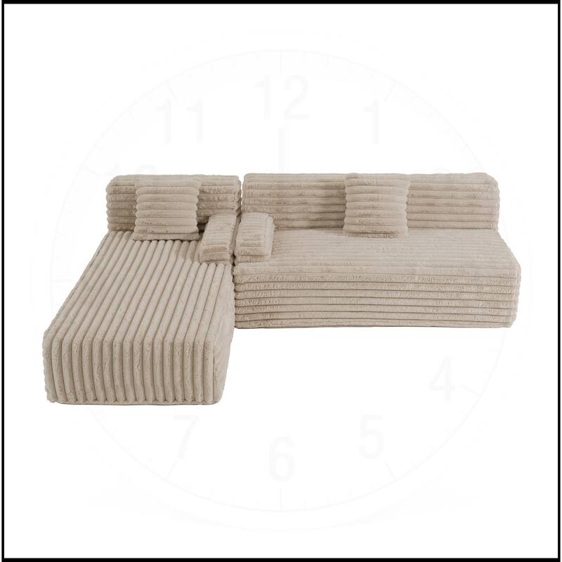 110" Cloud Sectional Sofa Upholstered Free-combined