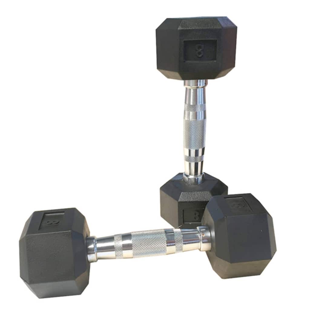 Set of 2 Rubber Coated 8lbs Cast Iron Dumbbells with Non-Slip Chrome Handles for Strength Training