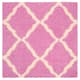SAFAVIEH Dallas Shag Giusy Trellis 1.5-inch Thick Rug - 6' x 6' Square - Pink/Ivory