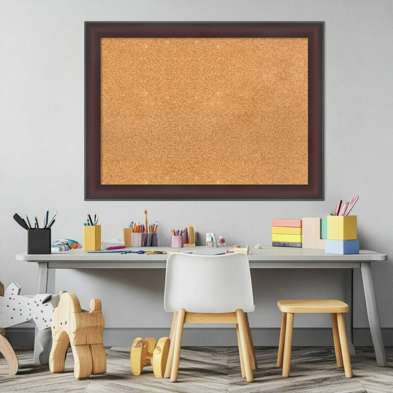 Grand Cherry Narrow Framed Cork Board - Bulletin Board, Organization Board, Pin Board