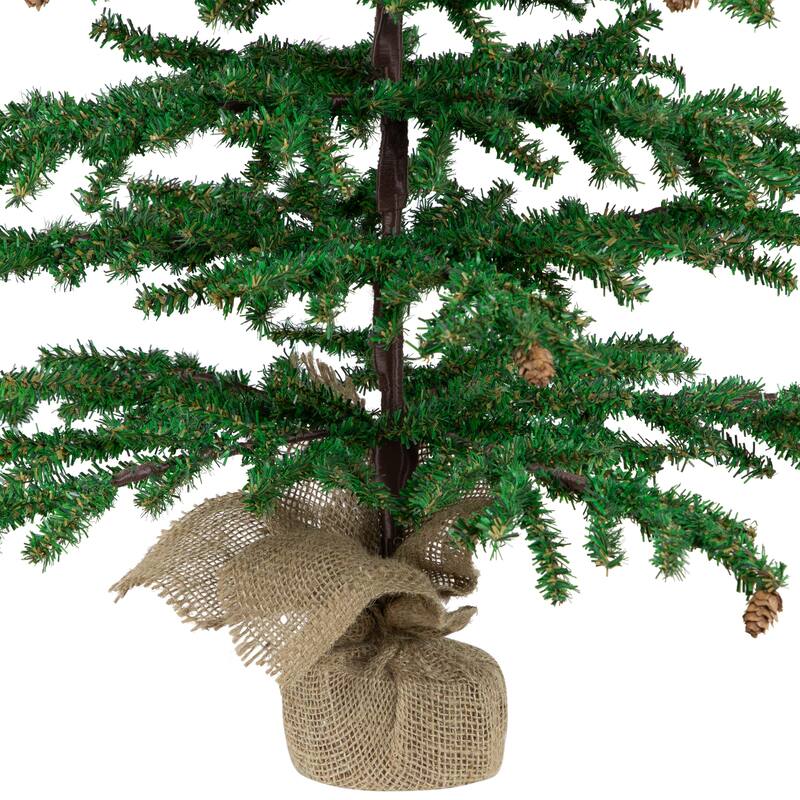 Medium Artificial Christmas Tree with Mini Pine Cones in Burlap Base - 3' - Unlit - 3 Foot