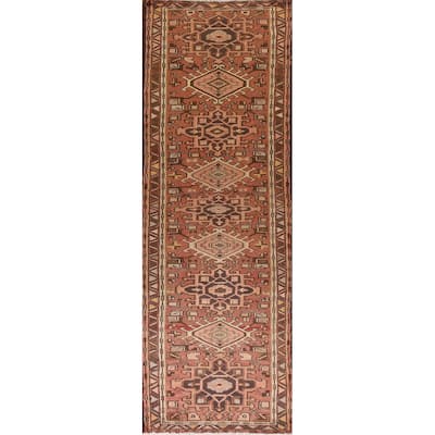 Vegetable Dye Orange Gharajeh Persian Vintage Runner Rug Wool Carpet - 2'4"x 9'7"