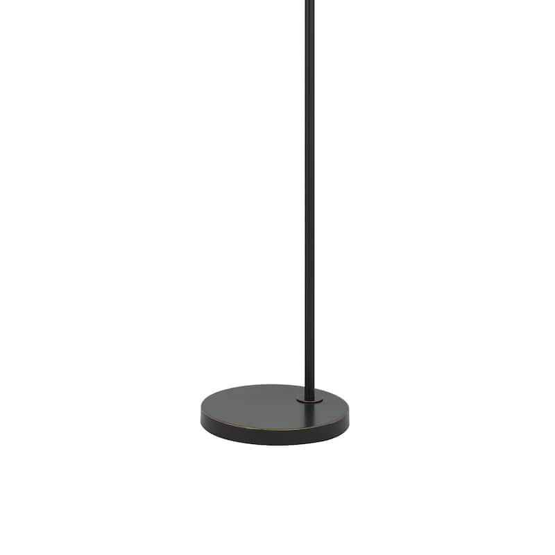 Ashy 68 Inch Floor Lamp, Gooseneck LED, White Shade, Brass Arc Pole