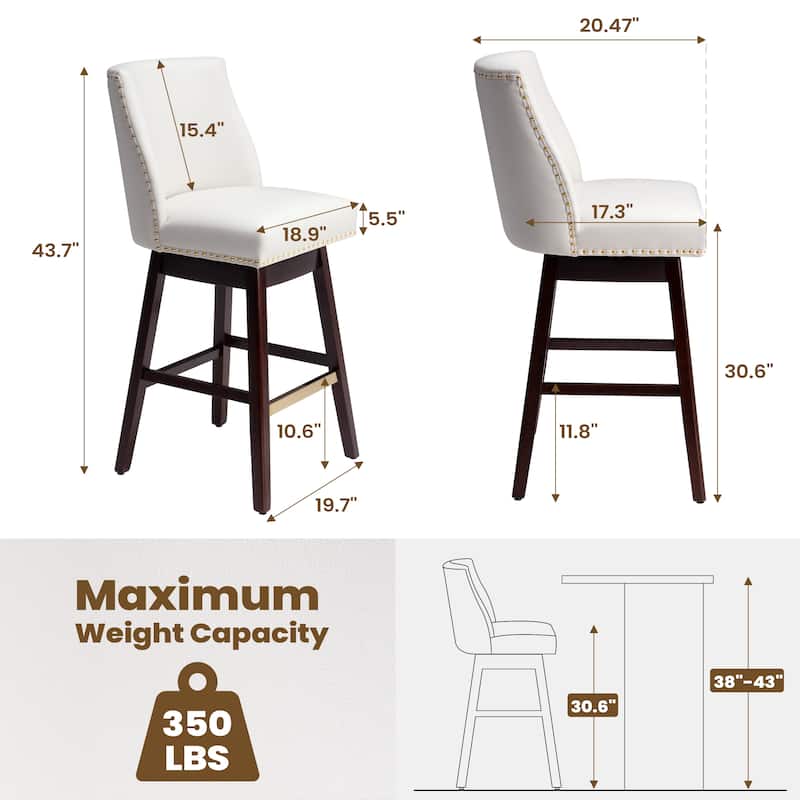Crestlive Bar Stools Swivel Barstool with Back