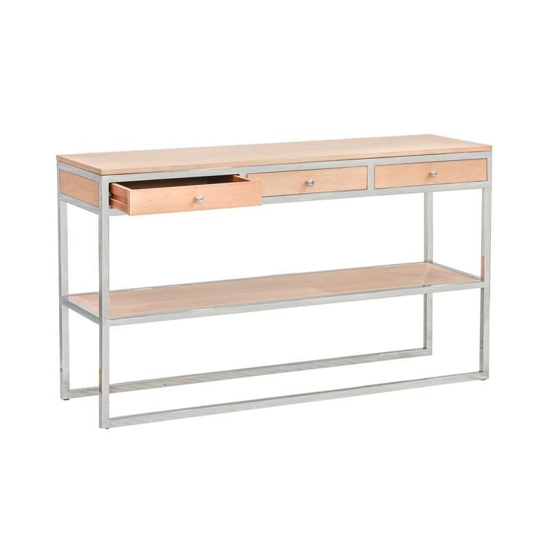 Pasargad Home Oren Cream/Silver Console Table with 3 Drawers - W55" x D15.75" x H32.5"