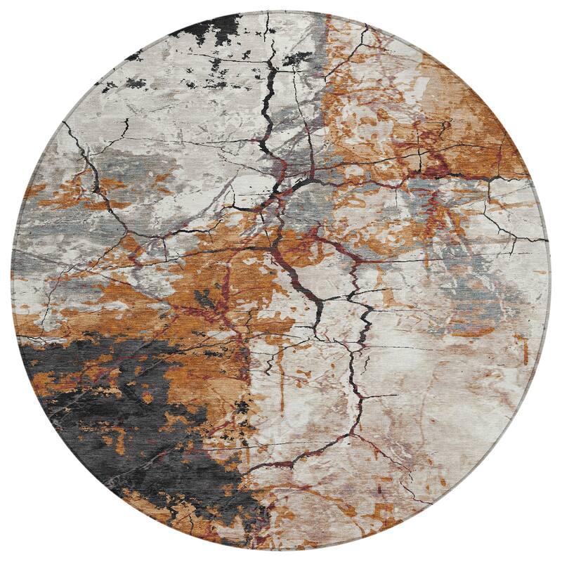 Machine Washable Indoor/ Outdoor Modern Crackle Chantille Rug