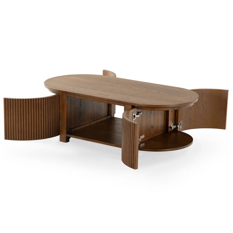 SAFAVIEH Couture Shelbie Reeded Oval Coffee Table, Fully Assembled - 51"W x 25"D x 16"H