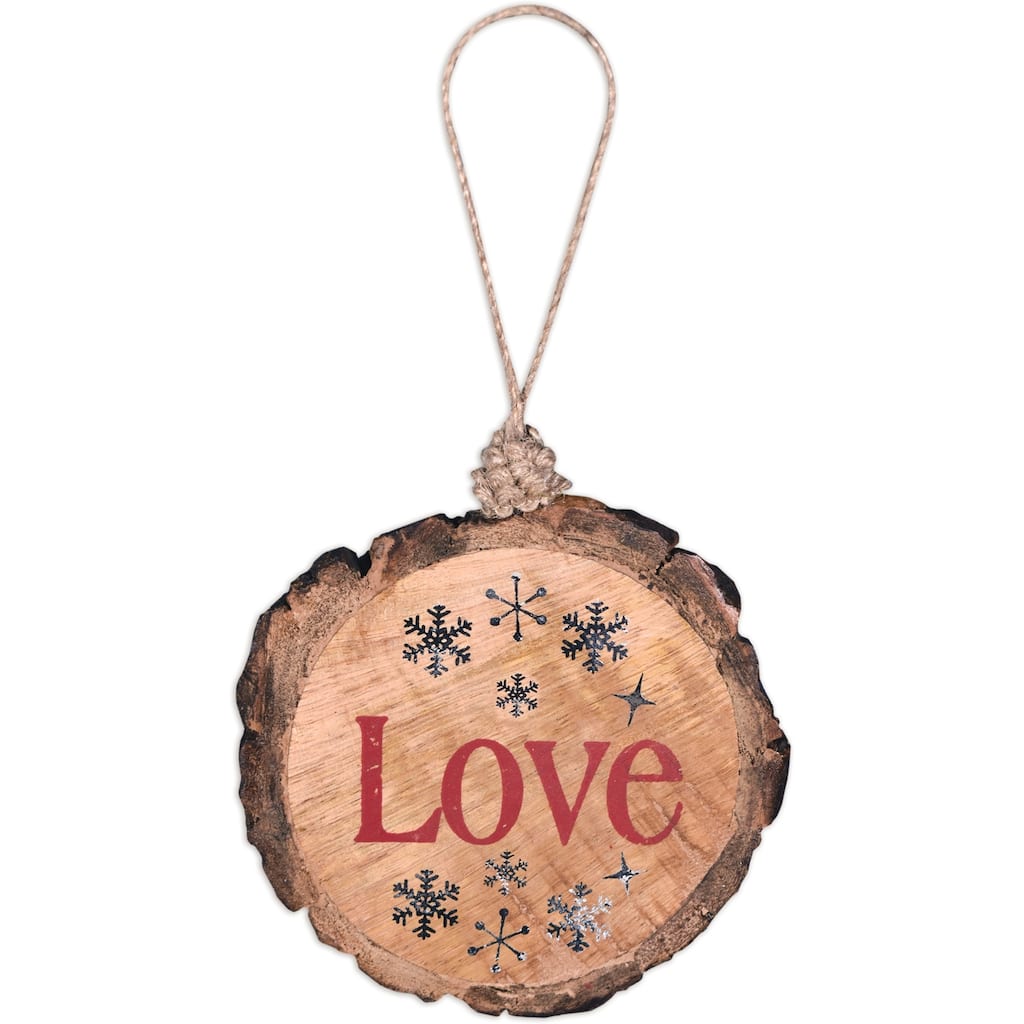 Wood Love Ornament -Set of 4