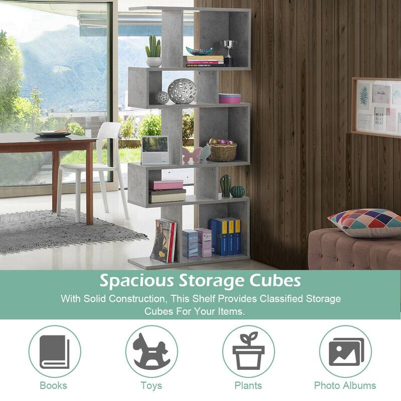 Gymax 5 Cubes Ladder Shelf Freestanding Corner Bookshelf Display Rack
