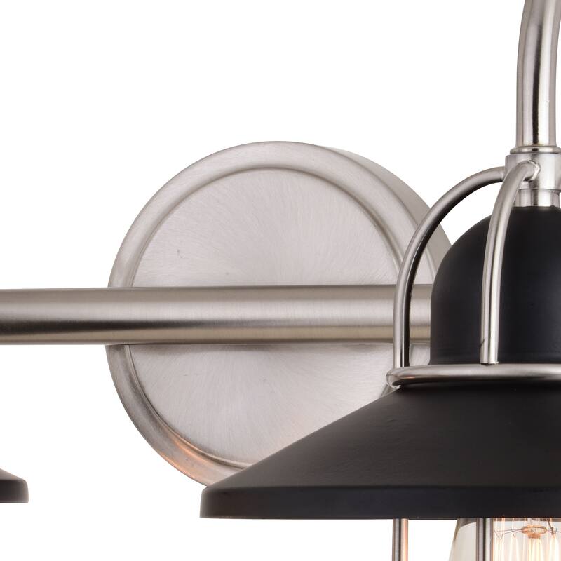 VAXCEL Galena Matte Black and Satin Nickel Nautical Coastal Bathroom Vanity Lighting Fixture, Steel Cage Wall Sconce