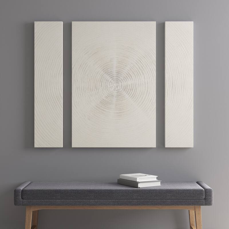INK+IVY Silver Sand Hand Embellished Abstract 3-piece Canvas Wall Art Set