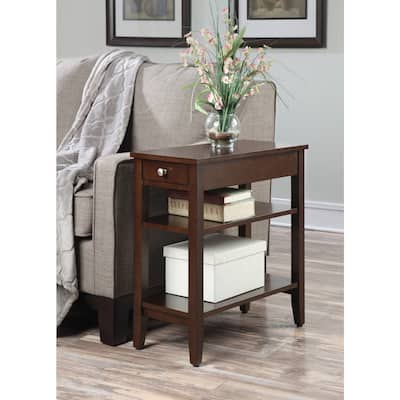 Vintage 3 Tier End Table with Drawer - Stylish Storage Side Table for Living Room, Bedroom - Compact Design - 24