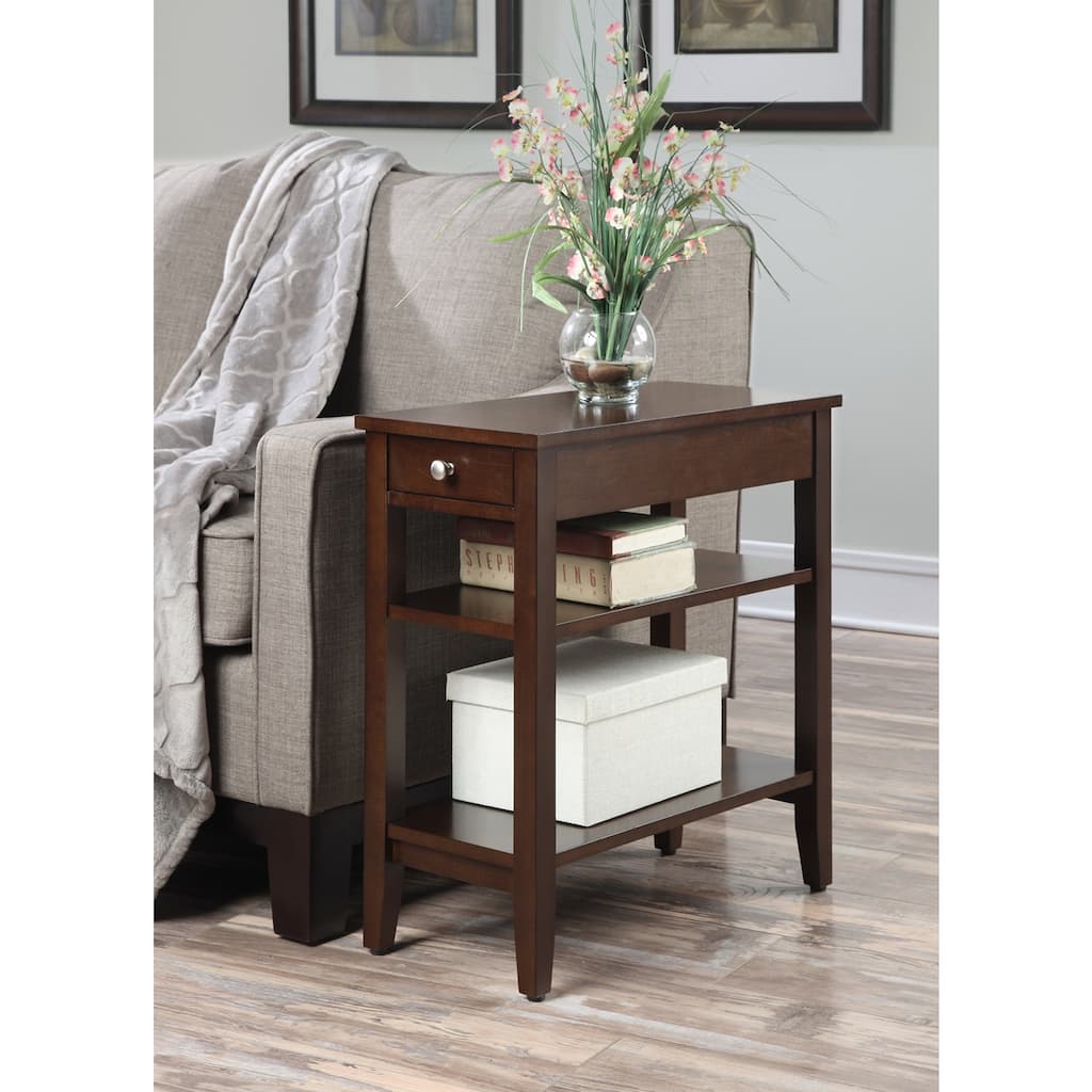 Vintage 3 Tier End Table with Drawer - Stylish Storage Side Table for Living Room, Bedroom - Compact Design - 24