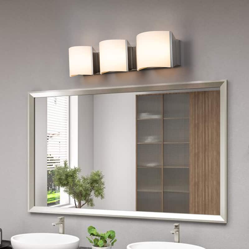 C Cattleya 3-Light/ 4-Light Satin Nickel Stainless Steel Integrated LED Vanity Light with Acrylic Shade