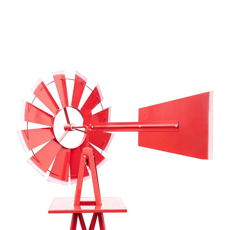 Outdoor Weather Resistant Yard Garden Windmill Red