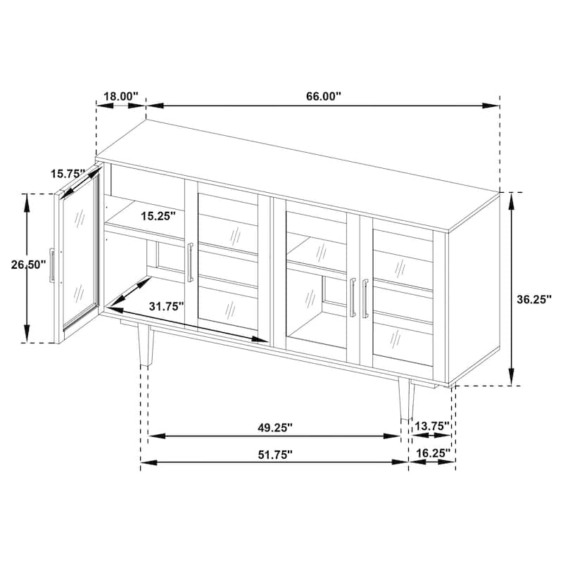 Middleton 4-door Sideboard Server with Dual Drawers - 66.25" x 18" x 36.25"