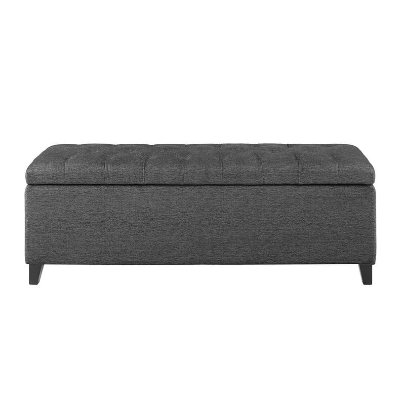 Roomfitters Tufted Top Storage Bench, Modern Fabric Ottoman Trunk with Soft Close Lid and Copper Nailhead Trim