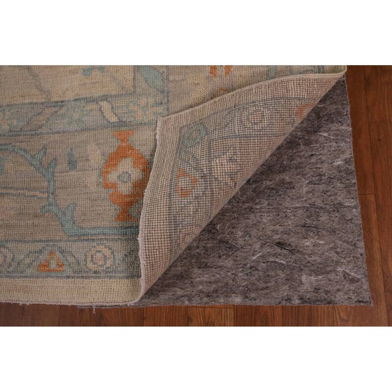 Vegetable Dye Oushak Area Rug Hand-Knotted Floral Wool Carpet - 8'1" x 10'0"