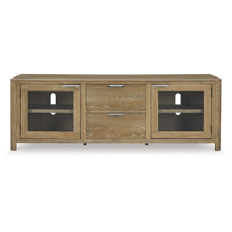 Signature Design by Ashley Rencott Light Brown 80" TV Stand for TVs up to 92" - 79.63" W x 20" D x 28" H