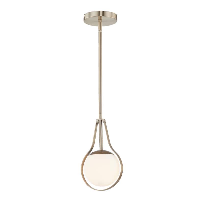EVOLV Fusion Pearl 1-Light Mini-Pendant with Opal Glass - Brushed Brass