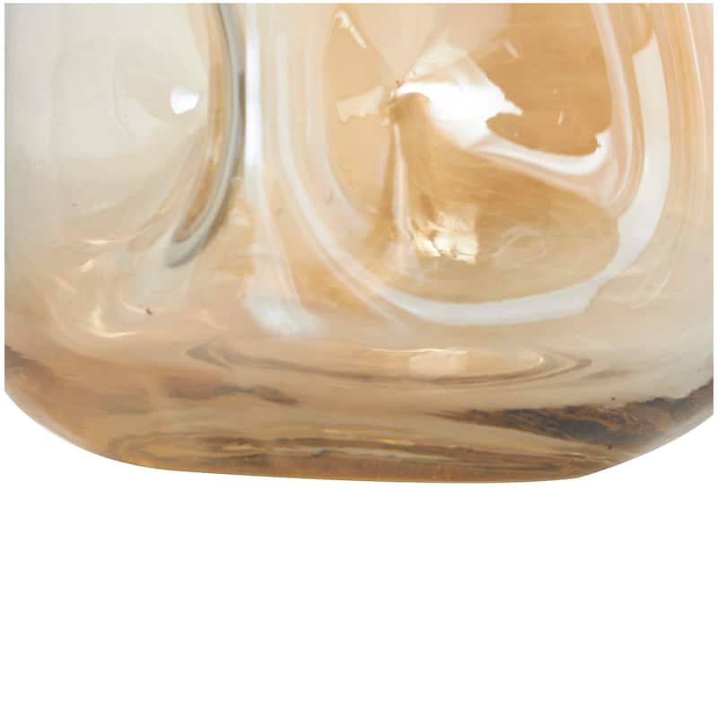 Glass Concaved Iridescent Vase - Set of 2 Gold - Roche River Decor - 7"W x 7"L x 11"H