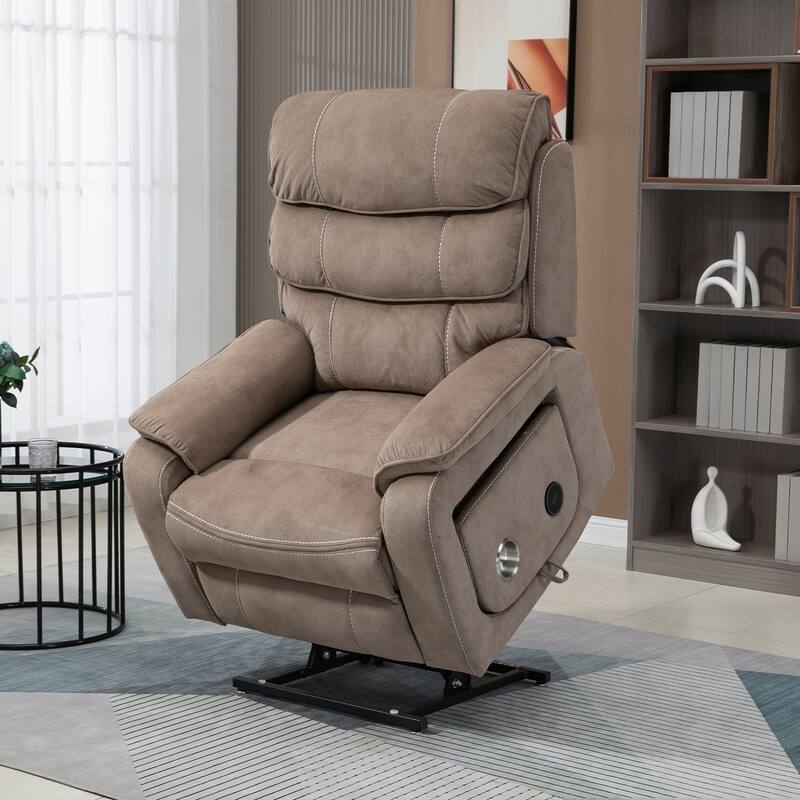 Flagship Oversized Recliner Chair with Wireless Charge, Massage & Heat - Beige Brown