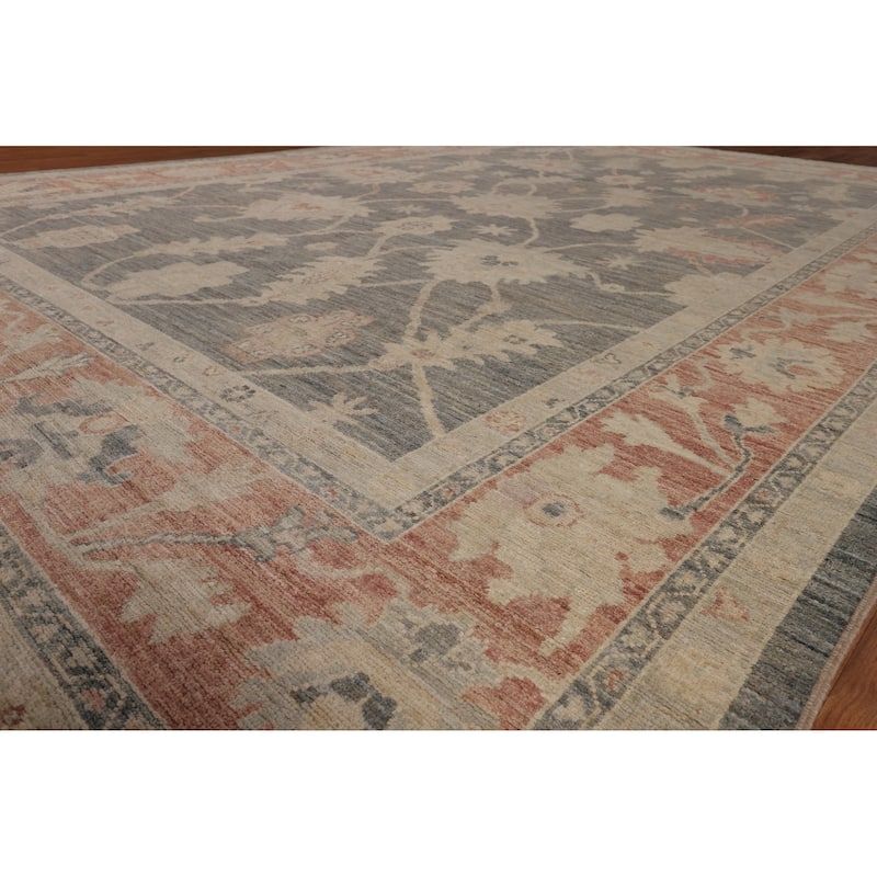 Vegetable Dye Grey Oushak Turkish Large Rug Hand-Knotted Wool Carpet - 10'1"x 14'3"
