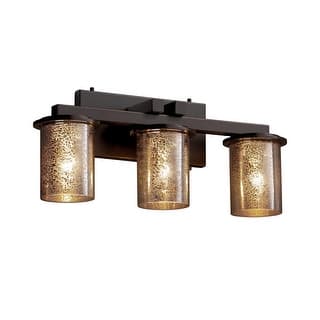Justice Design Fusion Dakota 3-light Dark Bronze Bath Bar, Mercury Glass Cylinder w/ Flat Rim Shade