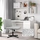 preview thumbnail 9 of 19, BOSSIN Armless Office Desk Chair No Wheels,Fabric Padded Modern Swivel Vanity Chair